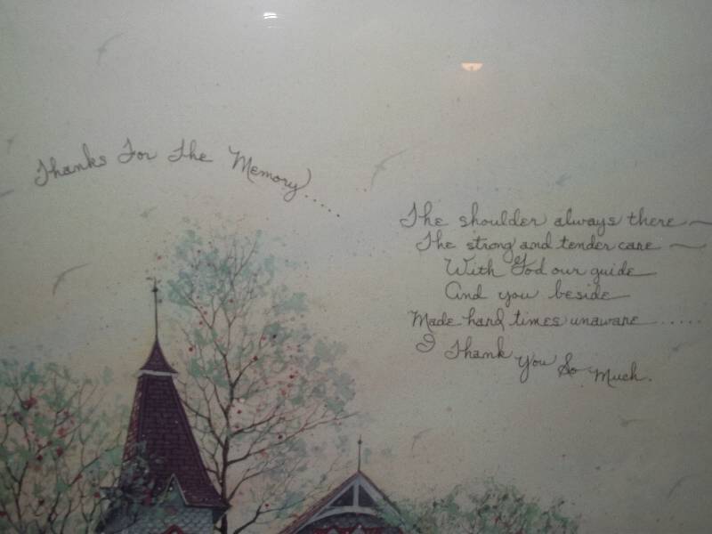 lot 30 image: 13791950 - Thanks for Memory picture with poem by D. Morgan 1991, matted, framed and resigned