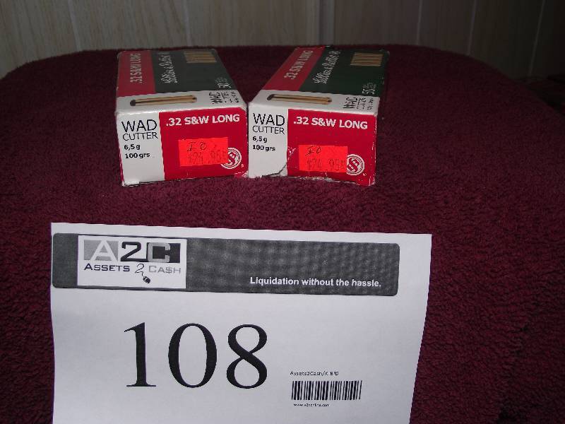 lot 108 image: 32 S&W Long 2 boxes of 50 each wad cutters