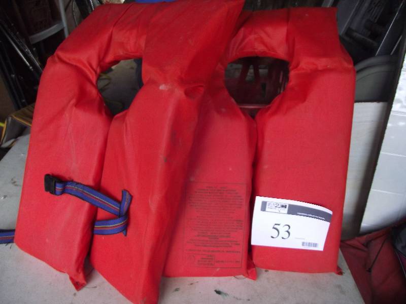 lot 53 image: 2 life vests adult size