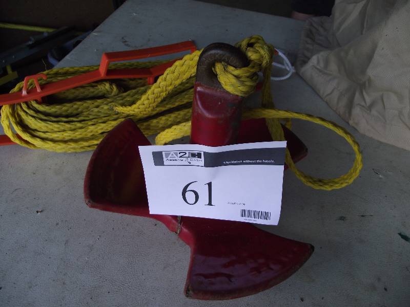 lot 61 image: Rubber coated anchor with poly rope