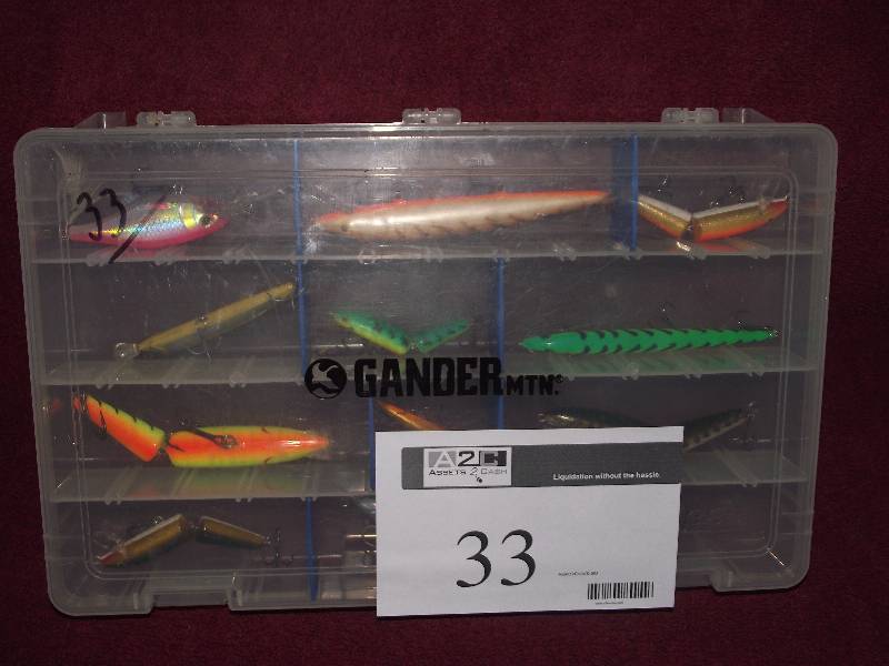 lot 33 image: Plastic tray with 12 lures