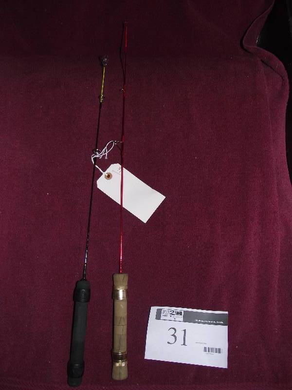 lot 31 image: 2 ice fishing rods. 1-Iceman 24in light ICL-24 and 1-South Bend Micro Light
