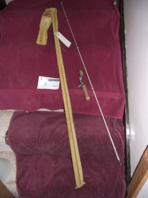 lot 3 image: True Temper American Fork and Hoe Co.  Cleveland, OH. Square tapered steel casting rod 53in. L