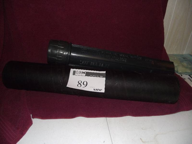 lot 89 image: 2 empty mortar shell tubes