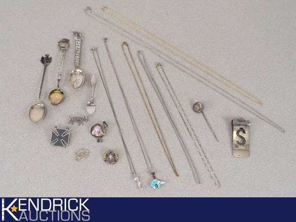 93.1 grams of .925 Silver Necklaces, Pendants, Pins, and Spoons