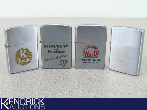 4 Vintage 1950s Advertising etc. Zippo Lighters
