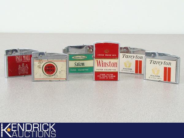 6 Vintage Collectible Cigarette Advertising Lighters