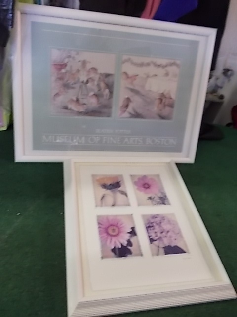 2 White Framed Pictures