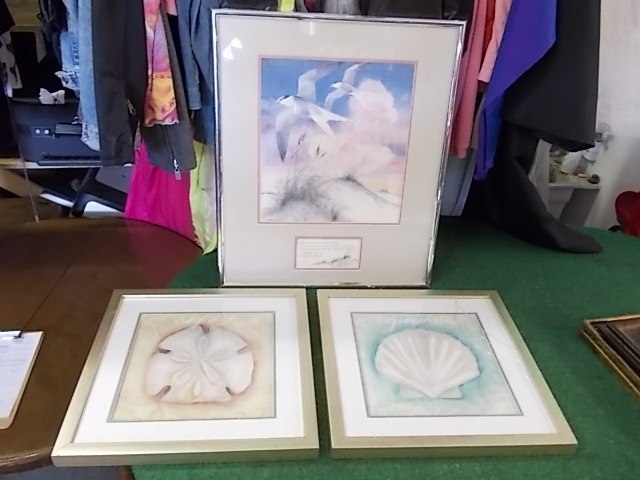 3 Framed Pictures 2-18 x 18 (One Needs Glass), & 25 x 21