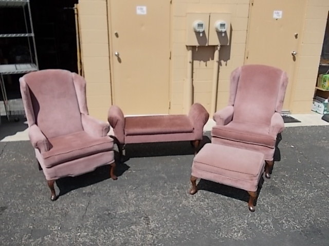 2 Mauve Wing Back Chairs
