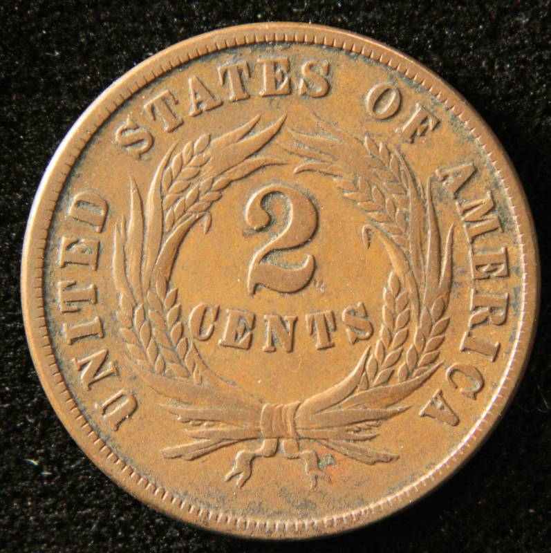 lot 4 image: 1869 TWO CENT PIECE VF