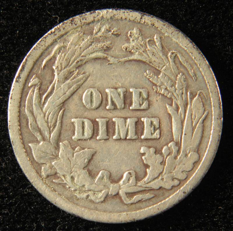 lot 53 image: 1915 BARBER SILVER DIME VG