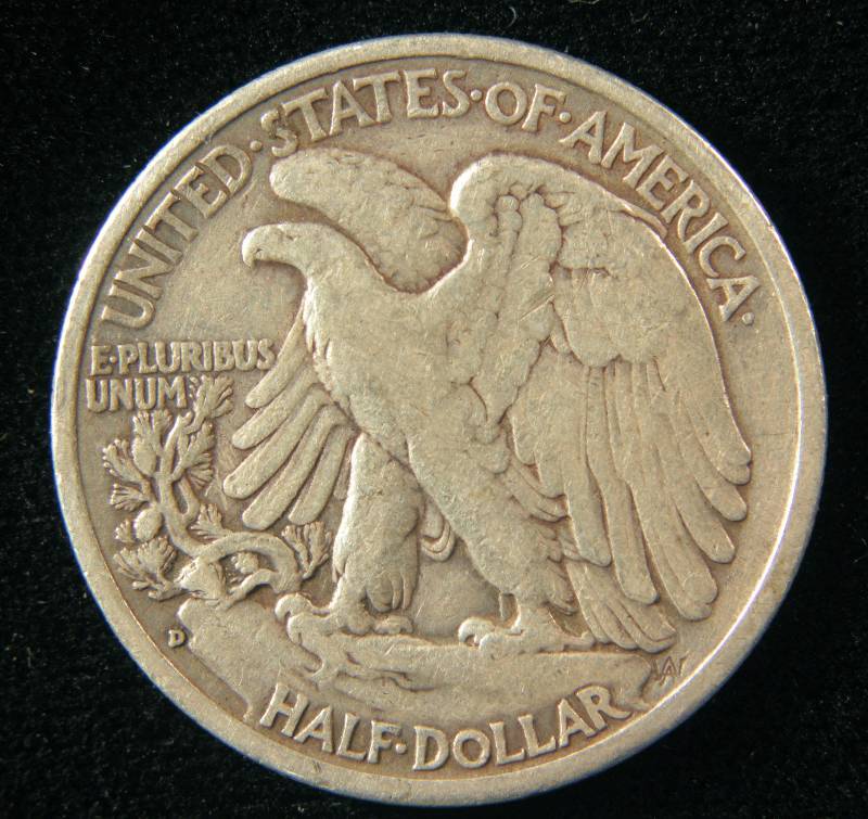 lot 66 image: 1942 D WALKING LIBERTY SILVER HALF DOLLAR FINE