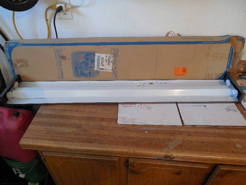 lot 27 image: Riser 2-Light Black Bronze Ceiling Fluorescent Light