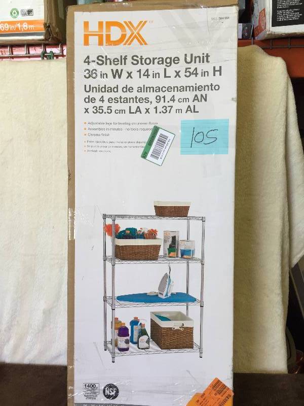 HDX 4 Shelf Storage Unit 36x14x54