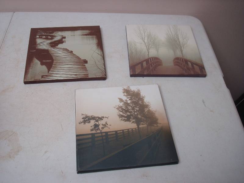 lot 44 image: Three Silk Screen Pictures, Wall Decor