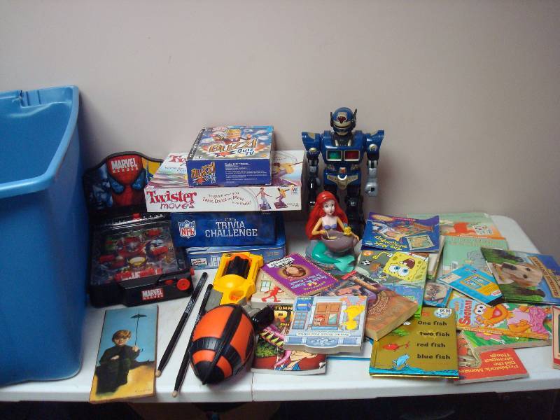 lot 86 image: Bin Filled With Toys And Books