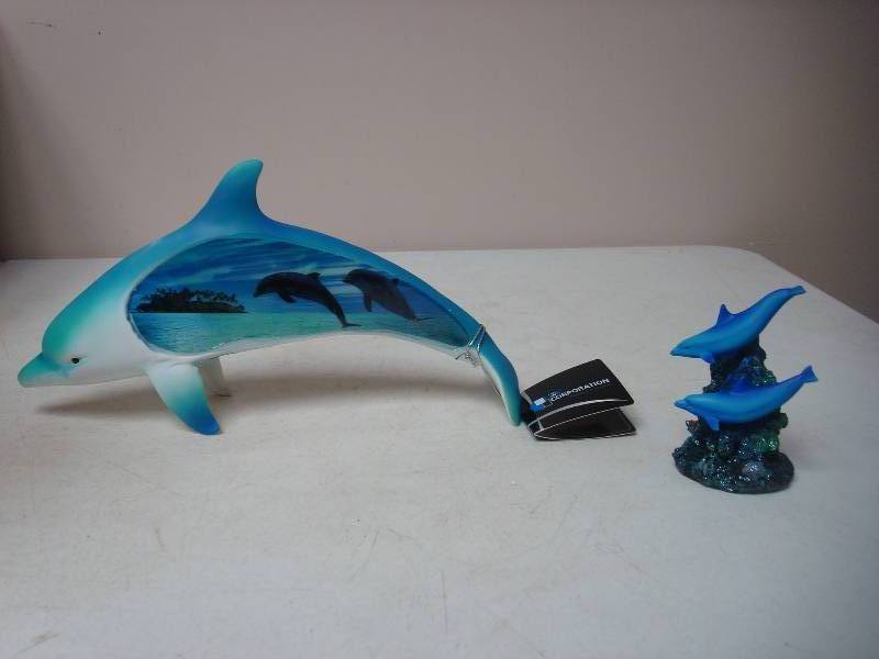lot 146 image: Pair Of Dolphin Decor Items