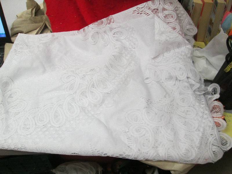 White lace table cloth...