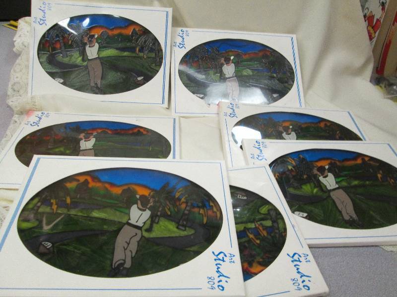 Qty 7 Art studio 809 golfing pictur...