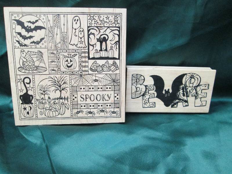 Qty 2 Halloween rubber stamps one s...