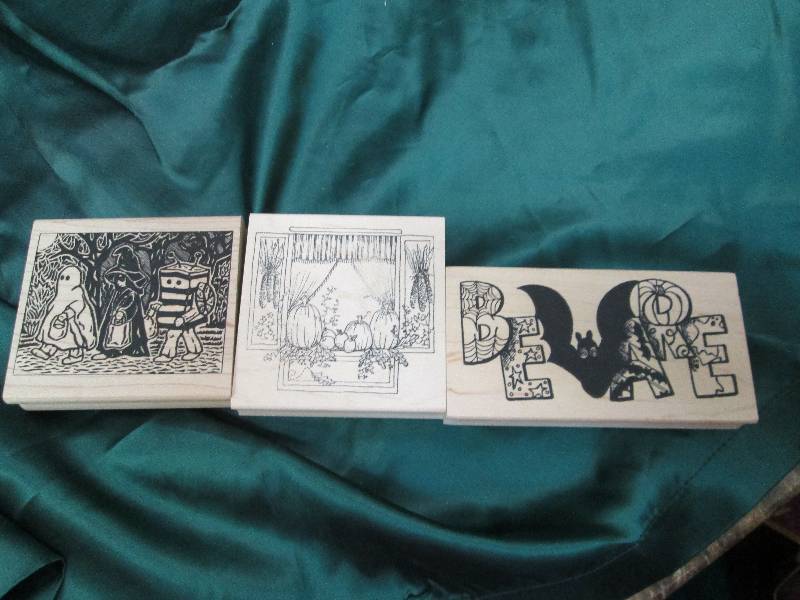Qty 3 Halloween rubber stamps one w...
