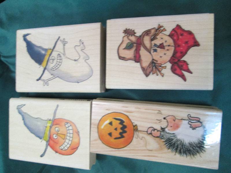 Qty 4 Halloween rubber stamps one i...