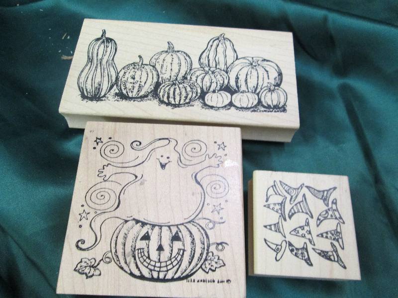 Qty 3 Halloween rubber stamps Ghost...
