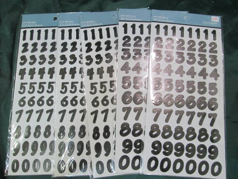 Qty 5 Colorbok 186 stickers Numbers...