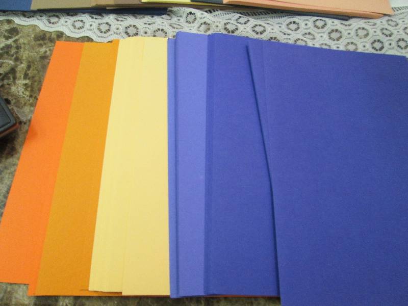 Assortment of colors, orange, blue ...