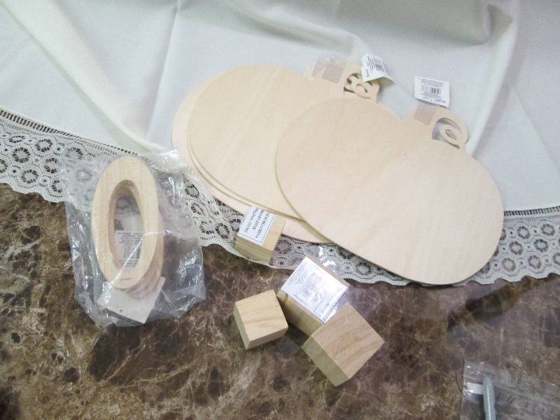 wooden cut out pumpkins, blocks, an...