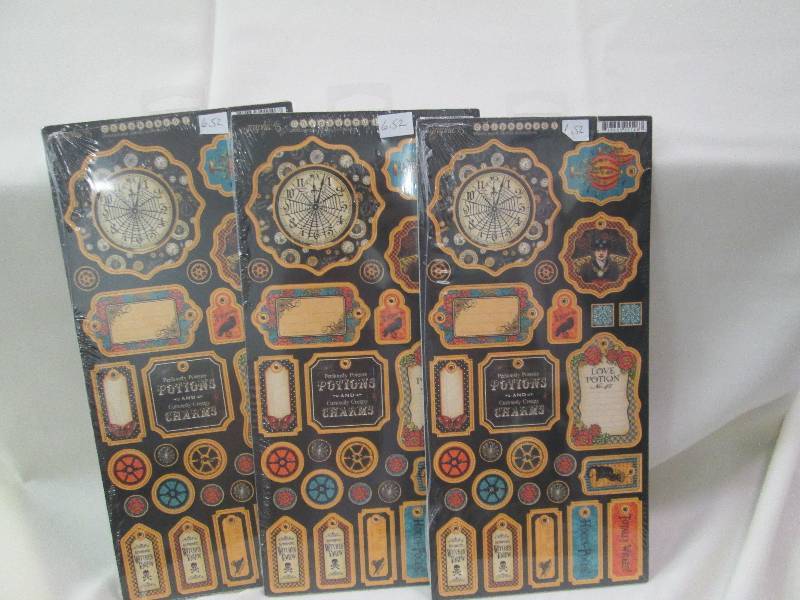 Qty 3 Graphic 45 chipboard Steampun...