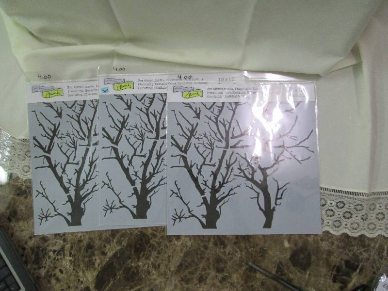 Qty 3 Jaime 12 x 12 stencil branche...
