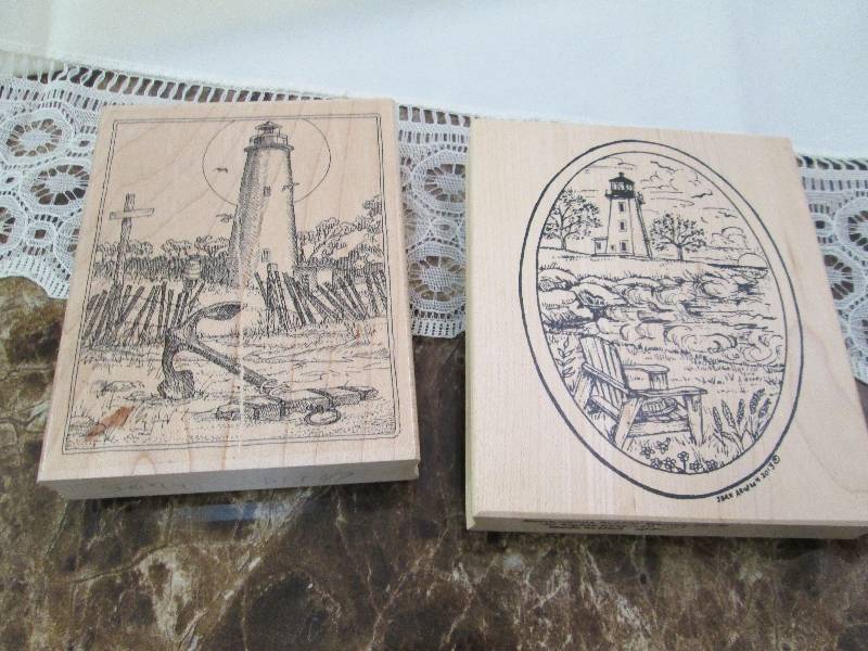 Qty 2 stamps with lighthouse...