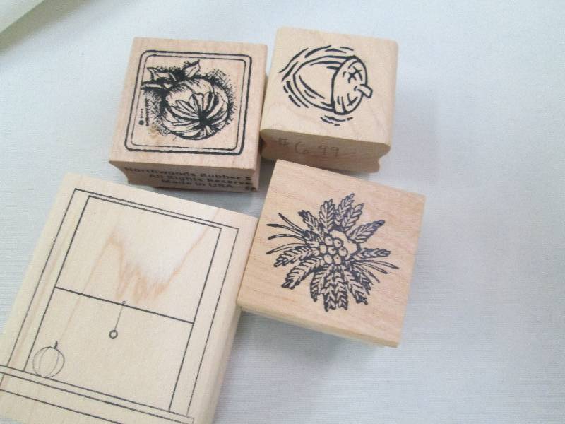 Qty 4 rubber stamps window, acorn, ...