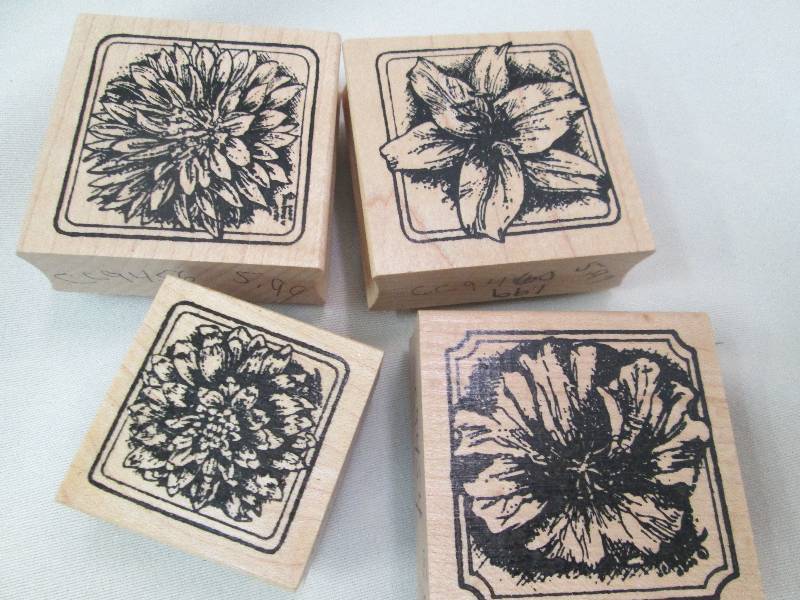 Qty 4 rubber stamps flowers...