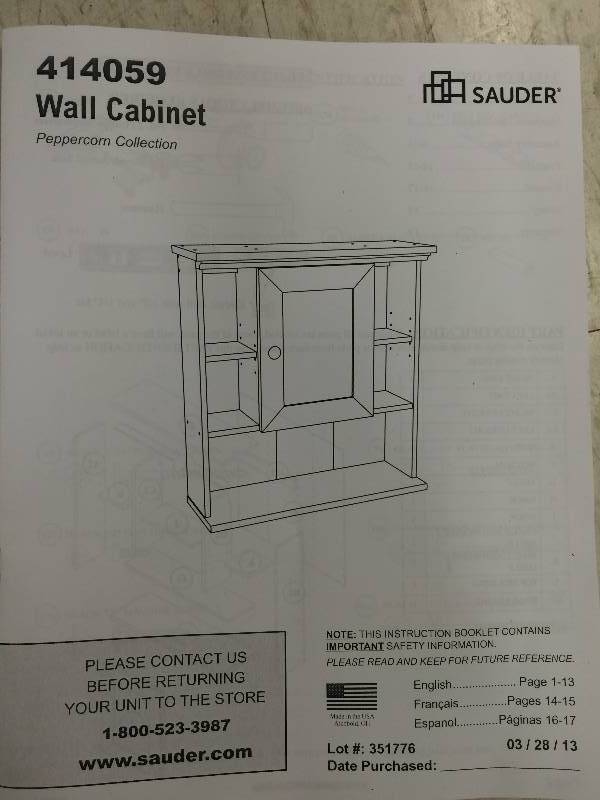 lot 100 image: wall cabinet, black with stone-look base, door, new