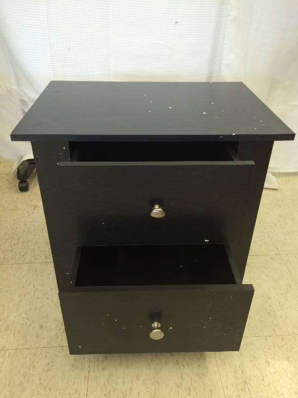 lot 108 image: 2 drawer night stand, black , new