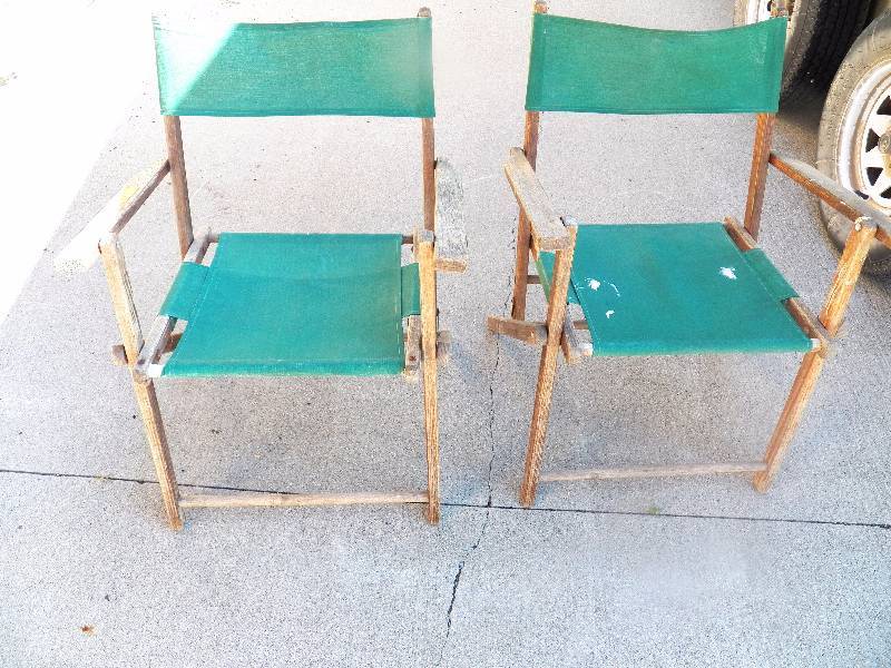 Canvas and wood folding chairs
