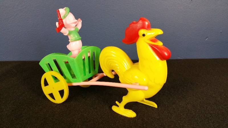 Early Rooster Pulling a Cart w Donald Duck
