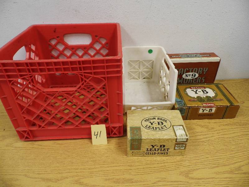 Cigar Boxes w Milk Crate