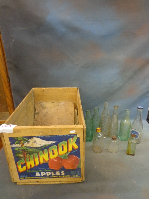 Chinook Apples Crate And Vintage Bottles
