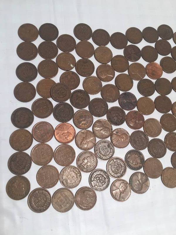 75 INDIAN HEAD PENNIES 126 COINS TOTAL