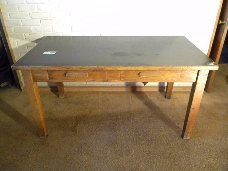 lot 115 image: Vintage Wooden Library Table