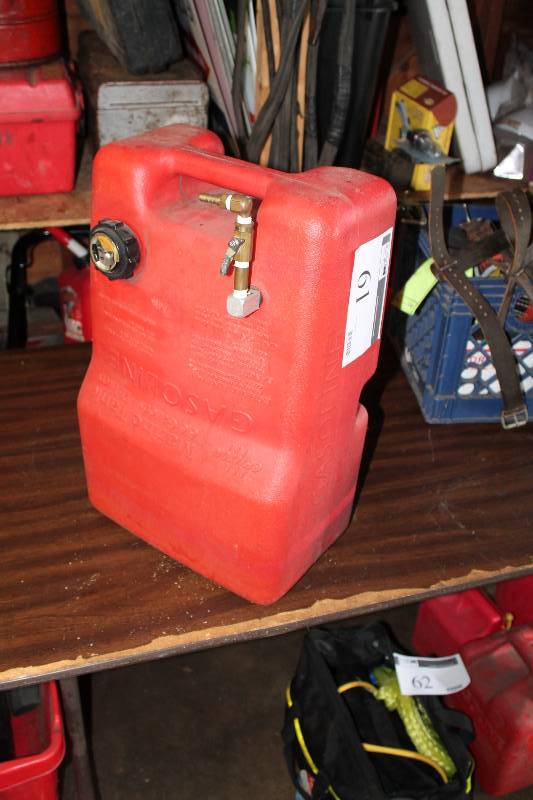 lot 61 image: Marine Tank Gas Tank wGauge & Dispensing Nozzle 6.6 Gallons.