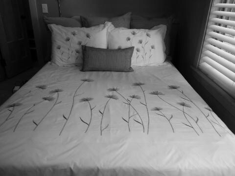 Queen sized embroidered coverlet