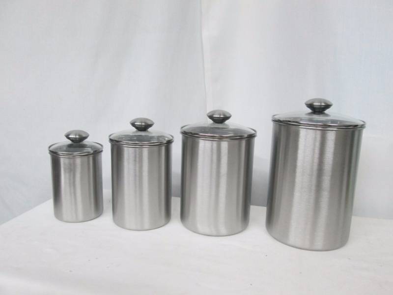lot 76 image: 4-pc. Stainless Steel Canister Set