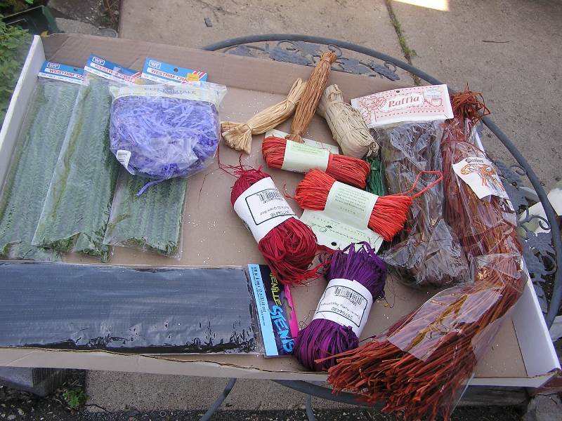 raffia and pine stems assortment lot