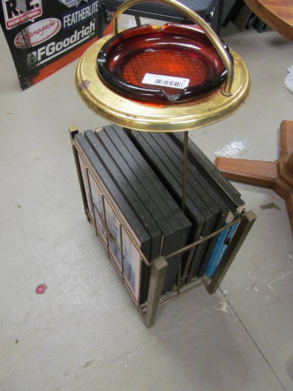 Vintage Side Ashtray with Vintage 78 LPs