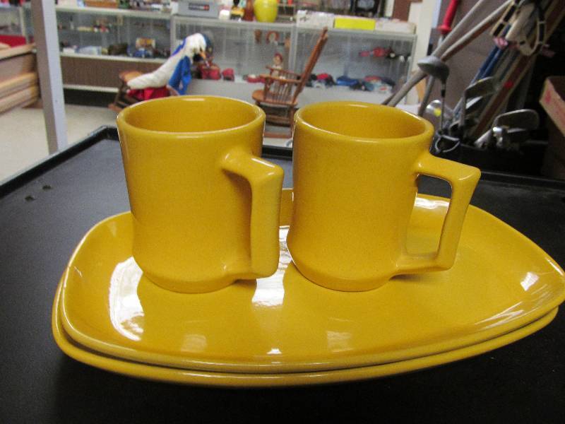Collectible Frankoma cup and serving dish sets